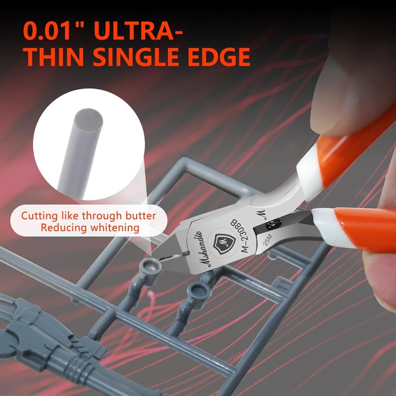 mshandto Model Nippers Ultra Thin Single Blade Gundam Nippers Sprue Cutter Hobby Nippers, Model Kit Nippers for Plastic Gunpla Model Building with Protective Cover Spring (Classic Orange) - Image 4